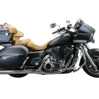 Exhaust compatible with Kawasaki Vulcan VN 1700 Voyager ABS 2011-2016, Maxy Deeptone Cruiser, Dual slip-on including removable db killers and link pipes 