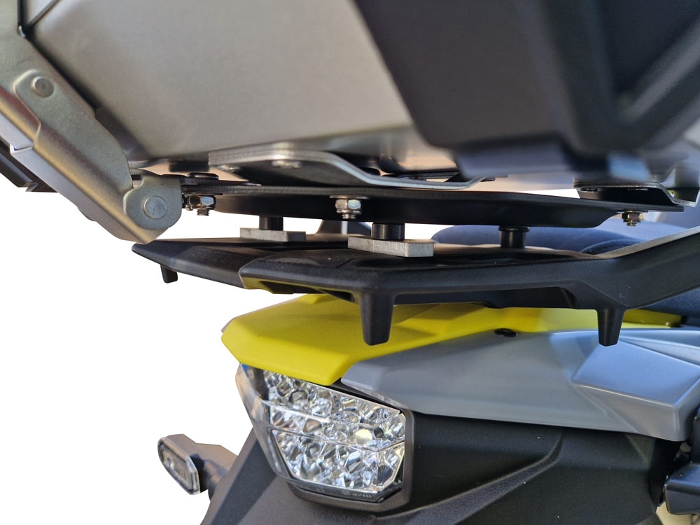GPR TECH compatible with  Suzuki V-Strom Dl 650 2017/2020 e4 GPR TECH SPECIFIC TITANIUM PLATE TOP CASE-ALPITECH 35/55 LT compatible with original luggage rack,titanium made with 4 anchor points