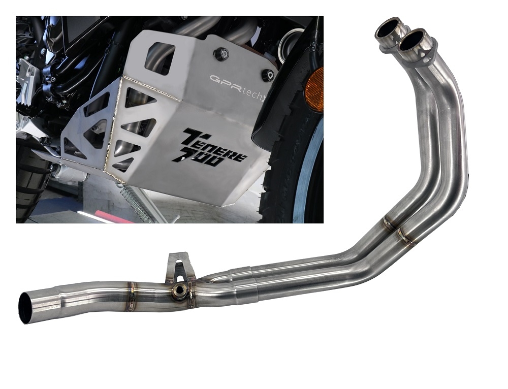 Yamaha Tenere 700 2021-2024, Decatalizzatore + Paracoppa Titanio, Decat pipe more titanium skid plate 