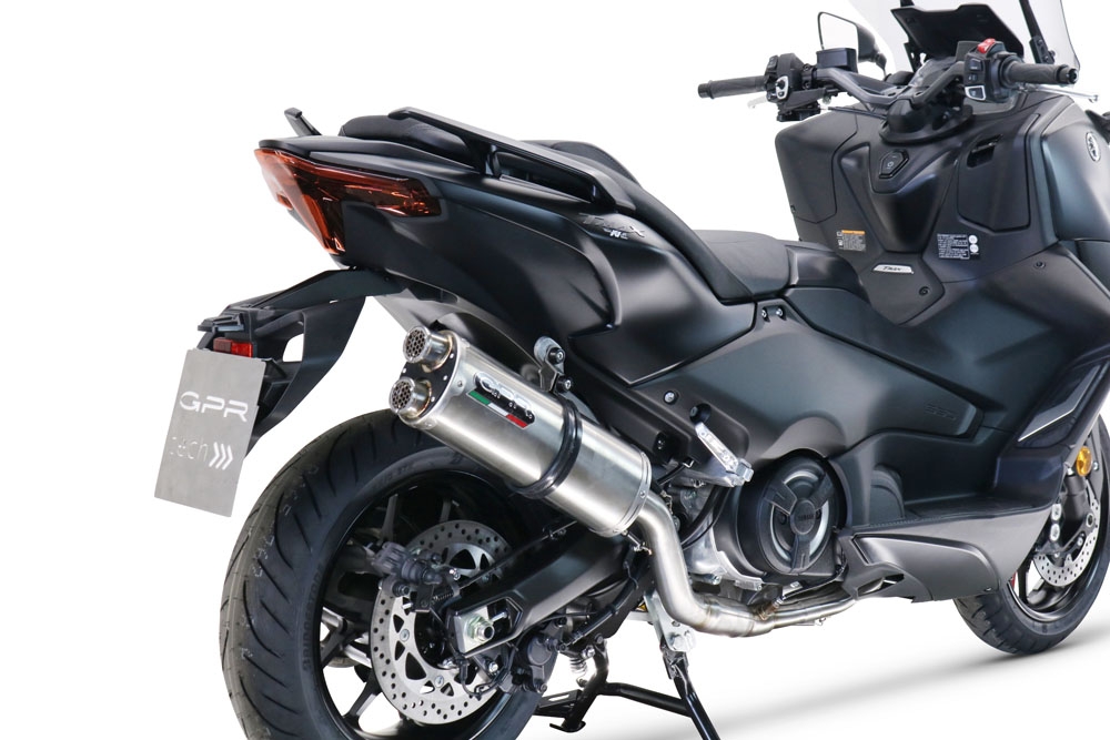 GPR exhaust compatible with  Yamaha T-Max 560 2022-2024, Dual Inox, Full system exhaust including removable db killer and catalyst, EPA-compliant 