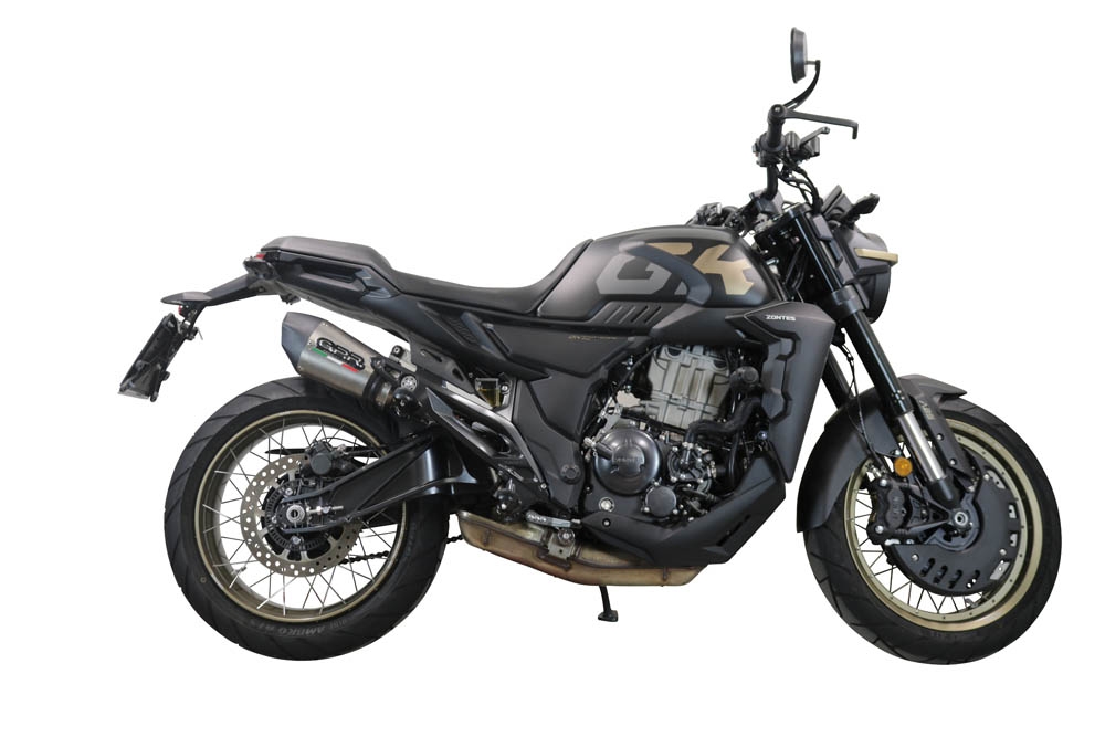 Exhaust compatible with Zontes 350 T1 ADV 2022-2024, GP Evo4 Titanium, Slip-on exhaust including removable db killer and link pipe 