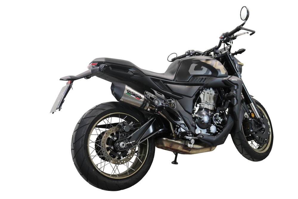 Exhaust compatible with Zontes 350 T1 ADV 2022-2024, GP Evo4 Titanium, Slip-on exhaust including removable db killer and link pipe 