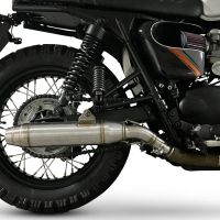 Exhaust compatible with Triumph BONNEVILLE T100 2001-2014, Deeptone Inox, Dual slip-on including removable db killers and link pipes 