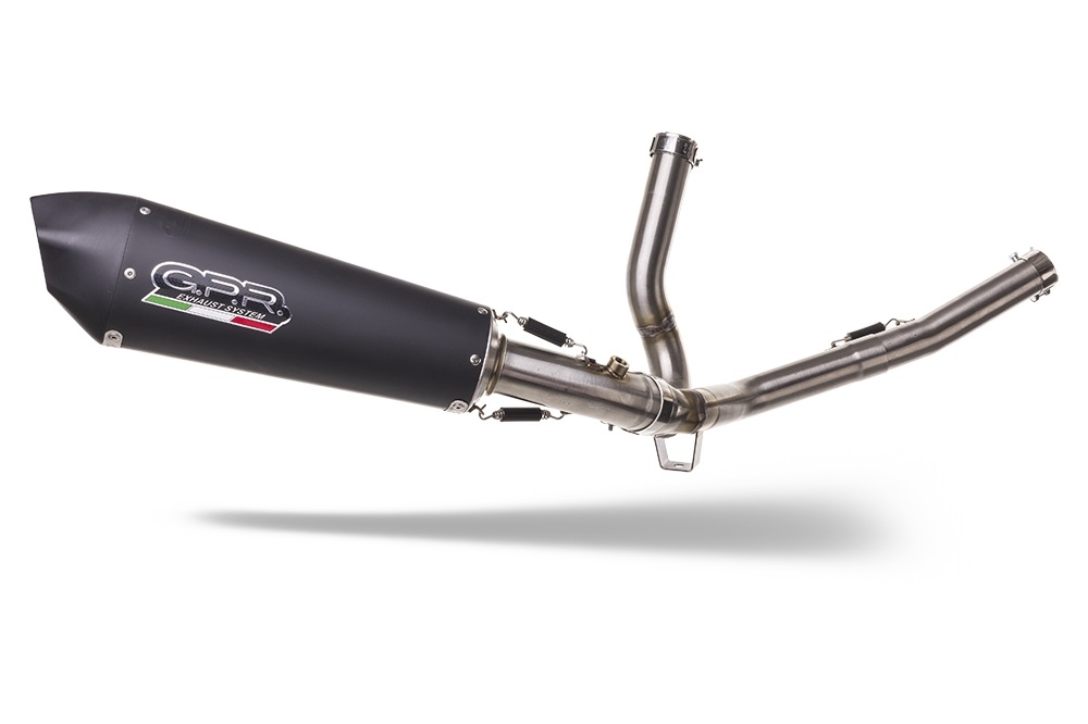 GPR exhaust compatible with Suzuki V-Strom 650 2021-2025, New Grand Prix Evo Black Titanium, Mid-Full system exhaust including removeble db killer and catalyst, EPA-compliant 