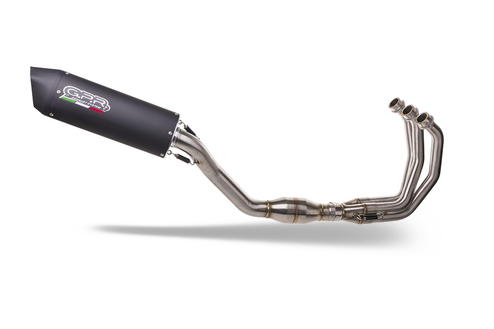 GPR exhaust compatible with  Yamaha Tracer 9 GT 2021-2024, Furore Evo4 Nero, Full system exhaust including removable db killer and catalyst, EPA-compliant 