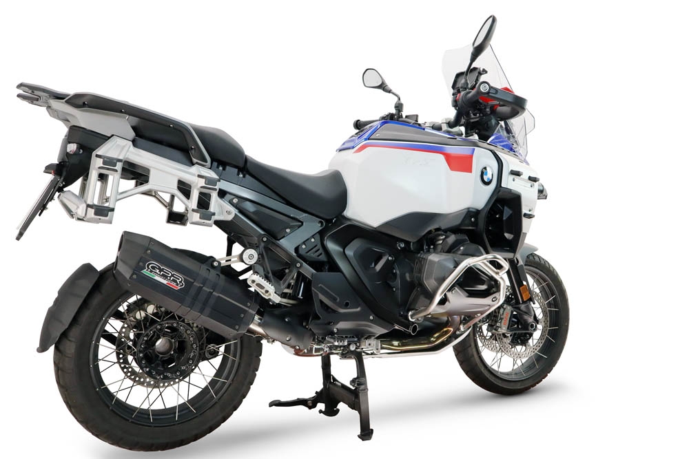GPR exhaust compatible with Bmw R1300GS Adventure 2024-2026, Hyper Sonic Black Titanium, Slip-on exhaust including removable db killer and link pipe, EPA-compliant 