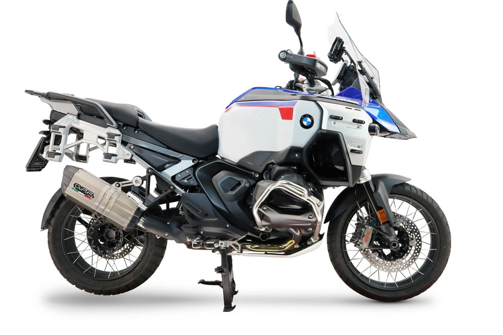 GPR exhaust compatible with Bmw R1300GS Adventure 2024-2026, Hyper Sonic Titanium, Slip-on exhaust including removable db killer and link pipe, EPA-compliant 