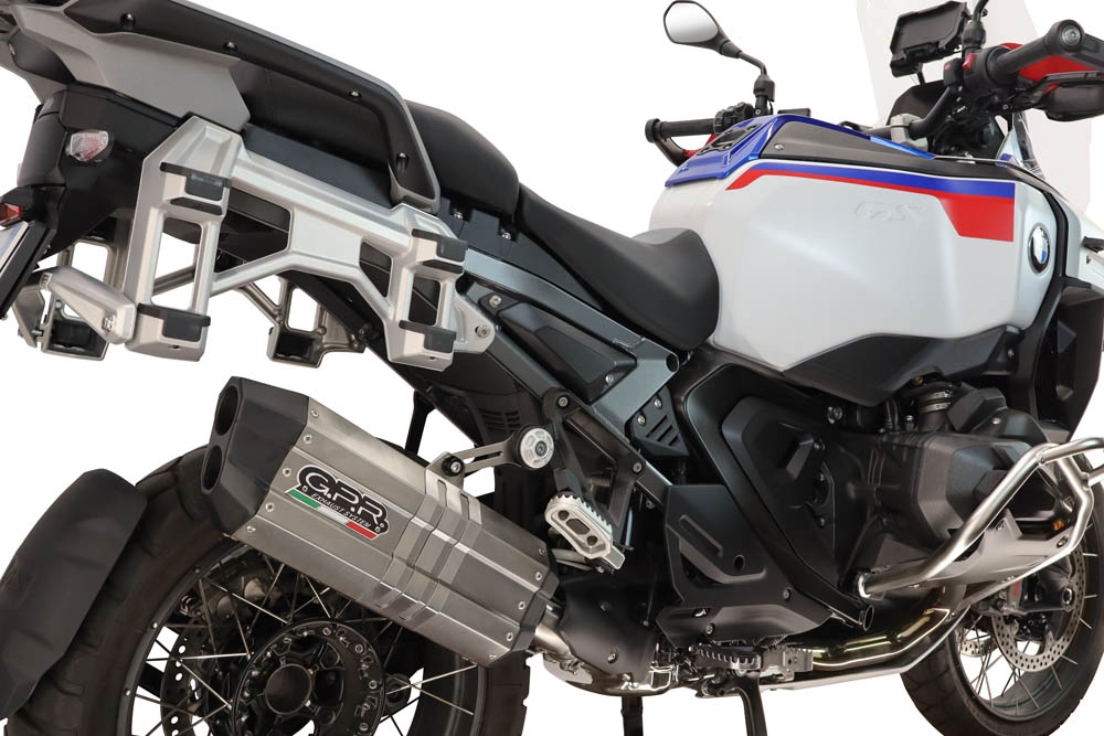 GPR exhaust compatible with Bmw R1300GS Adventure 2024-2026, Hyper Sonic Titanium, Slip-on exhaust including removable db killer and link pipe, EPA-compliant 