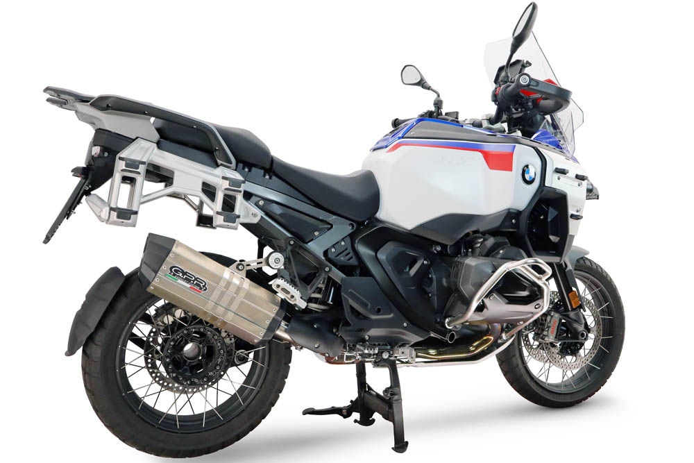 GPR exhaust compatible with Bmw R1300GS Adventure 2024-2026, Hyper Sonic Titanium, Slip-on exhaust including removable db killer and link pipe, EPA-compliant 