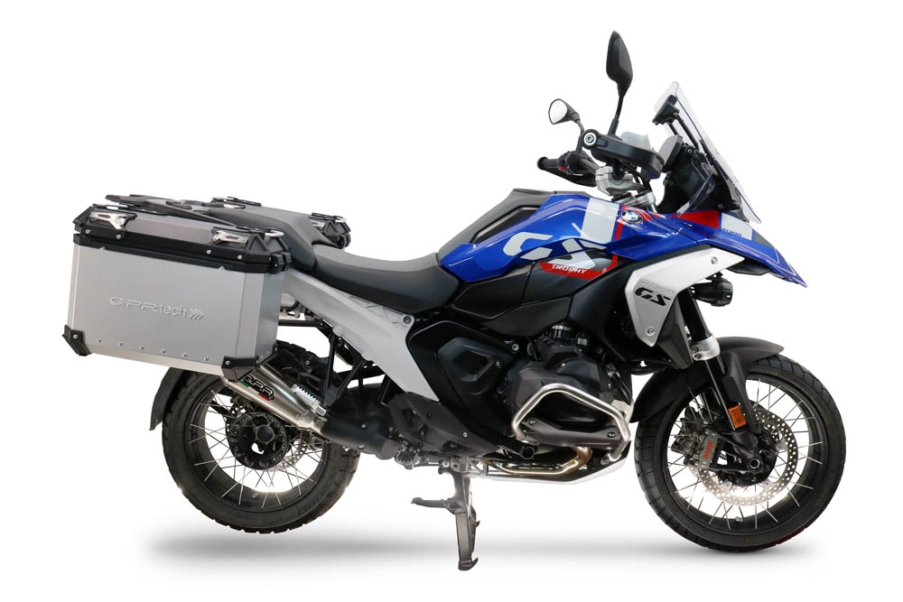 GPR TECH compatible with  Bmw R 1300 GS Adventure 2024/2026 GPR TECH Pair of side cases aluminum made, silver color with specific pannier holder Capacity 38 LT. + 38 LT.