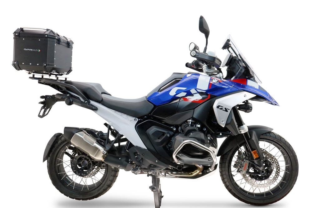 Top case GPR TECH compatible with  Bmw R 1300 GS 2024/2026 GPR TECH Top case in aluminum, silver color with specific plate included to mount on the original rear rack Capacity 35 LT.