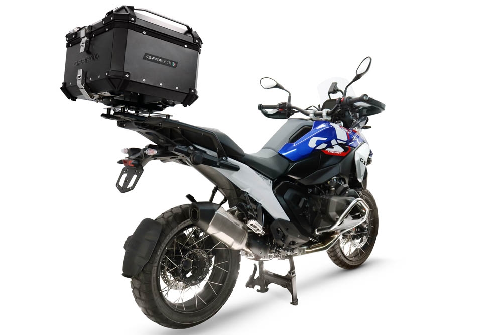 Top case GPR TECH compatible with  Bmw R 1300 GS 2024/2026 GPR TECH Top case in aluminum, silver color with specific plate included to mount on the original rear rack Capacity 55 LT.
