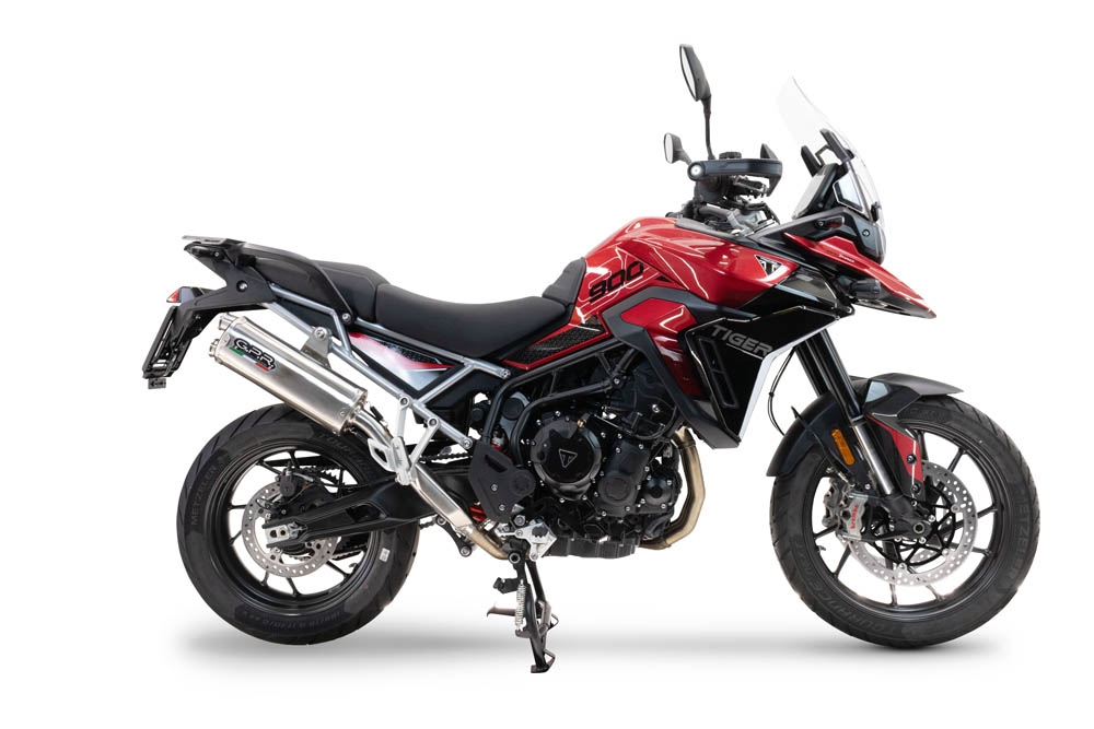 Exhaust compatible with Triumph Tiger 900 GT / Pro / Rally Pro 2024-2025, Dual Inox, Slip-on exhaust including removable db killer and link pipe, not EPA-compliant 