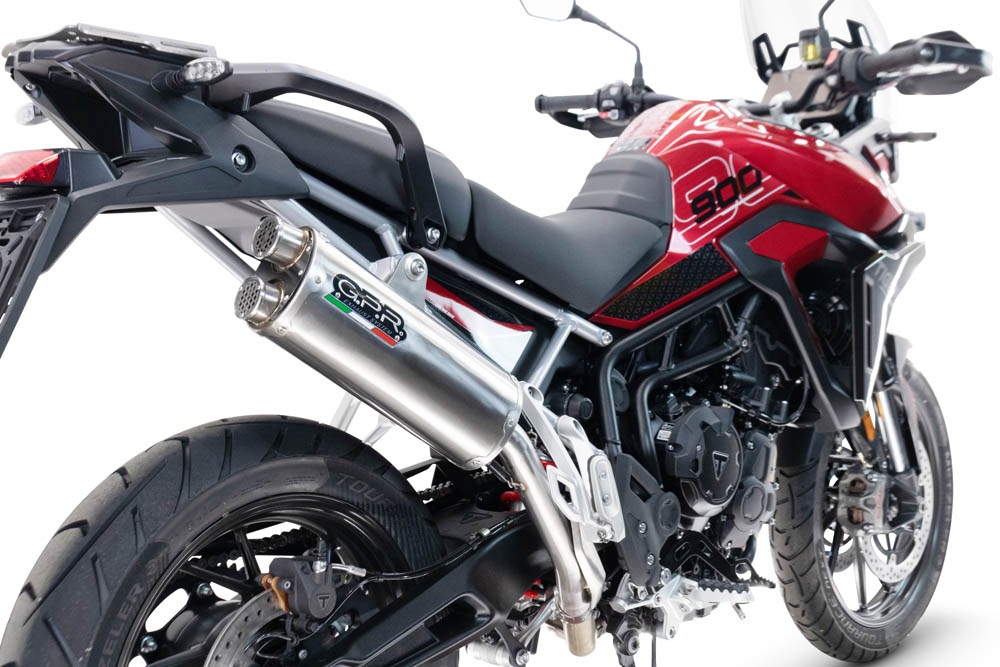 Exhaust compatible with Triumph Tiger 900 GT / Pro / Rally Pro 2024-2025, Dual Inox, Slip-on exhaust including removable db killer and link pipe, not EPA-compliant 
