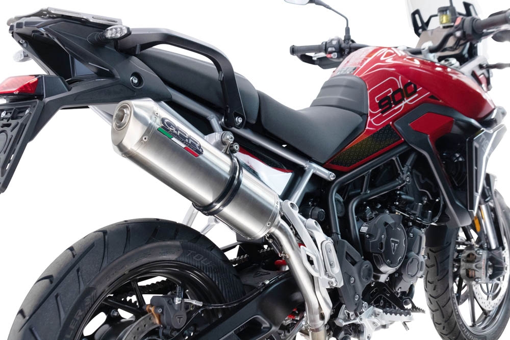 Exhaust compatible with Triumph Tiger 900 GT / Pro / Rally Pro 2024-2025, Satinox , Slip-on exhaust including removable db killer and link pipe, not EPA-compliant 
