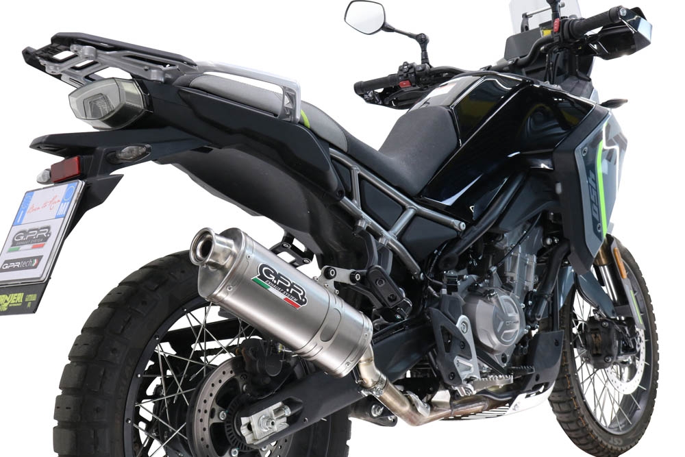 GPR exhaust compatible with  Cf Moto 450 MT 2024-2025, Dune Triovale Titanio, Slip-on exhaust including removable db killer and link pipe, EPA-compliant 