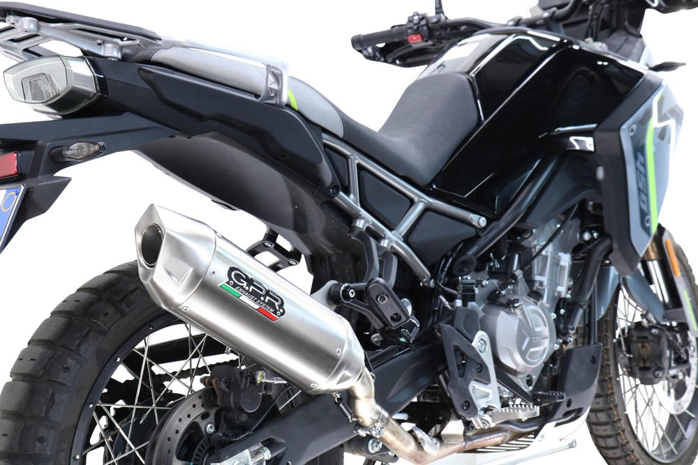 GPR exhaust compatible with  Cf Moto 450 MT 2024-2025, Furore-X Acciaio Inox, Slip-on exhaust including removable db killer and link pipe, not EPA-compliant 