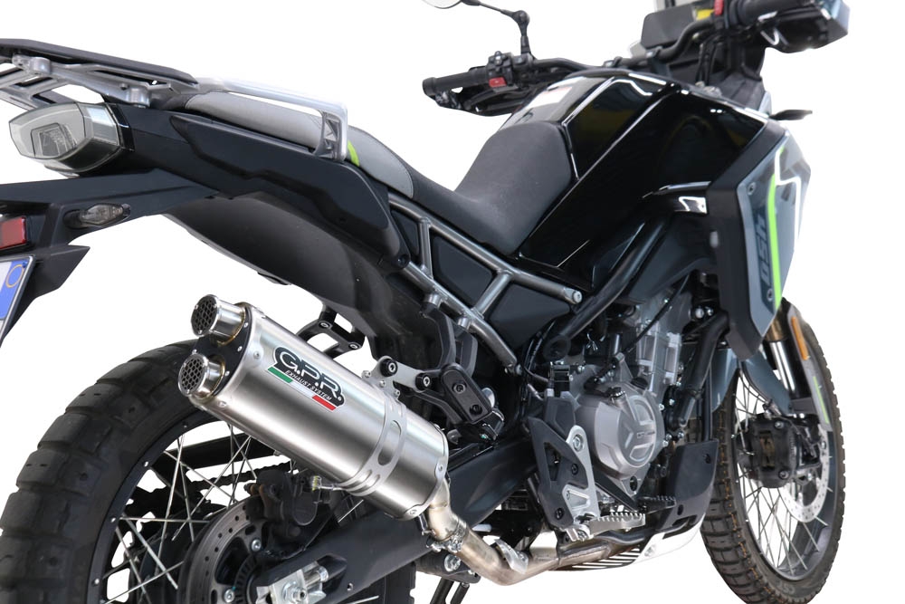GPR exhaust compatible with  Cf Moto 450 MT 2024-2025, Dual Inox, Slip-on exhaust including removable db killer, link pipe and catalyst 