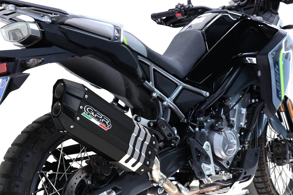 GPR exhaust compatible with  Cf Moto 450 MT 2024-2025, Hyper Sonic Black Titanium, Full system exhaust, including removable db killer/spark arrestor 