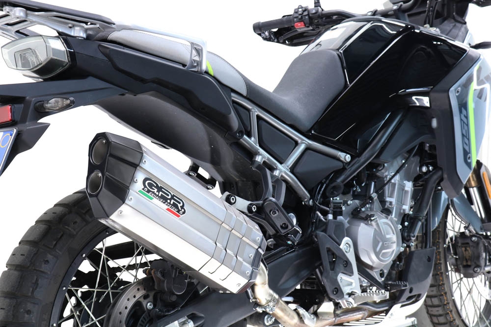 GPR exhaust compatible with  Cf Moto 450 MT 2024-2025, Hyper Sonic Titanium, Full system exhaust, including removable db killer/spark arrestor 