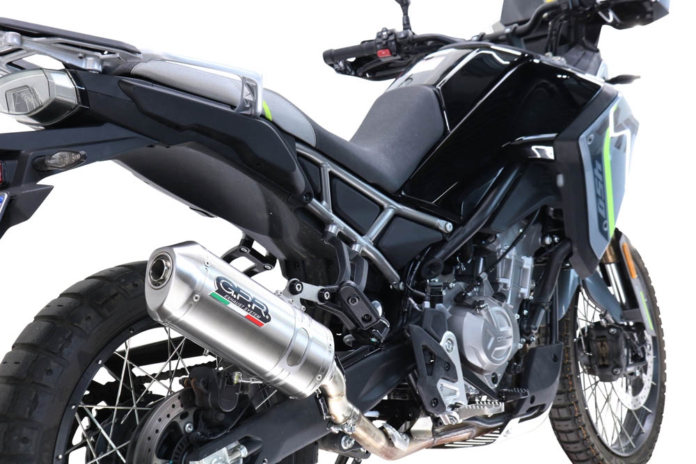 GPR exhaust compatible with  Cf Moto 450 MT 2024-2025, Satinox , Slip-on exhaust including removable db killer and link pipe, EPA-compliant 