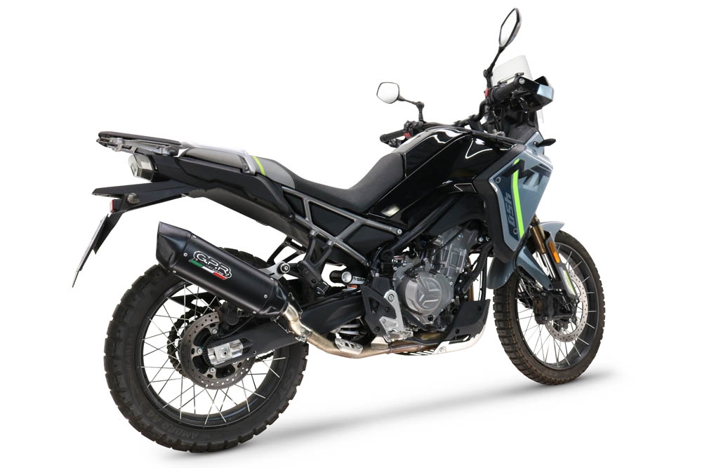 GPR exhaust compatible with  Cf Moto 450 MT 2024-2025, Furore-X Titanio Nero, Slip-on exhaust including removable db killer and link pipe, not EPA-compliant 