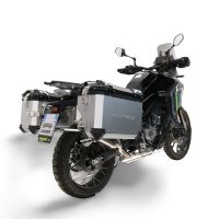 GPR TECH compatible with  Cf Moto 650 Mt 2021/2024 e5 GPR TECH Pair of side cases aluminum made, silver color with specific pannier holder Capacity 38 LT. + 38 LT.