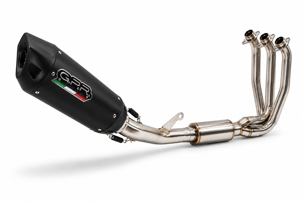 GPR exhaust compatible with Cf Moto 675 NK 2024-2027, GP-Revo Black Titanium, Slip-on exhaust including link pipe and removable db killer 