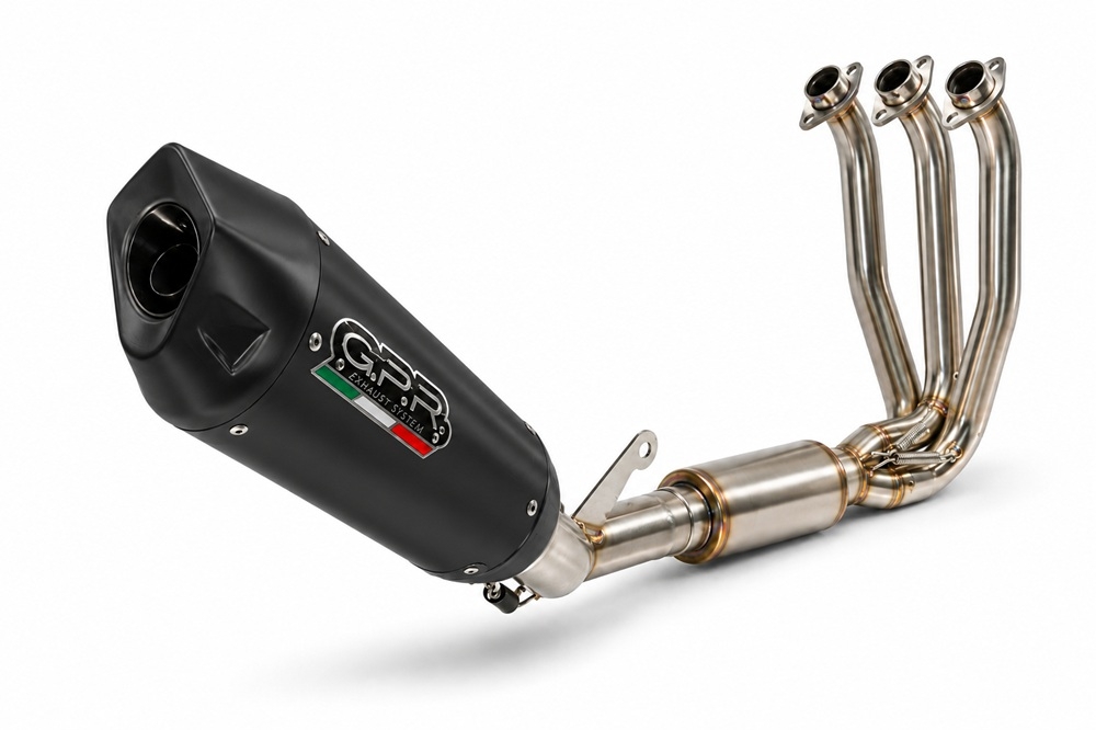 GPR exhaust compatible with Cf Moto 675 NK 2024-2027, GP-Revo Black Titanium, Slip-on exhaust including link pipe and removable db killer 