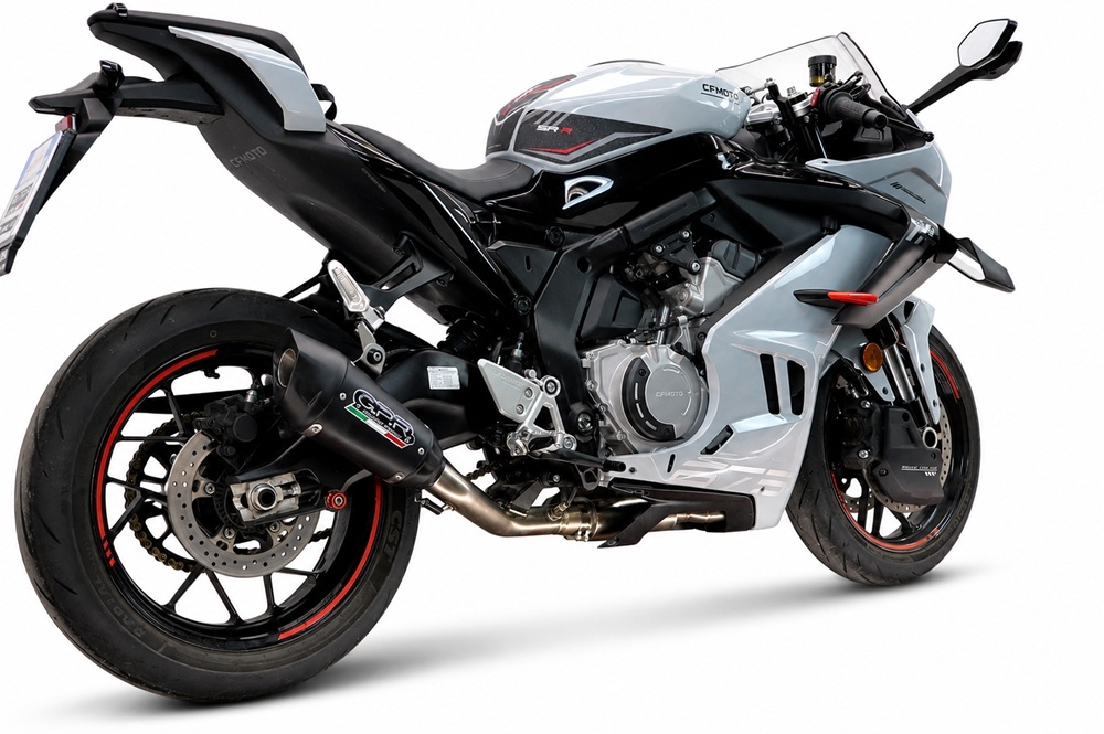 GPR exhaust compatible with Cf Moto 675 NK 2024-2027, GP-Revo Black Titanium, Slip-on exhaust including link pipe and removable db killer 