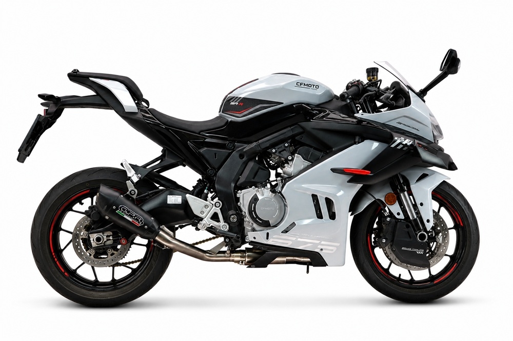 GPR exhaust compatible with Cf Moto 675 NK 2024-2027, GP-Revo Black Titanium, Slip-on exhaust including link pipe and removable db killer 