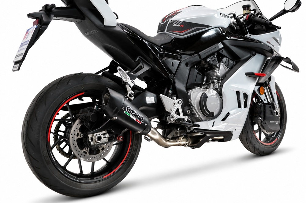 GPR exhaust compatible with Cf Moto 675 NK 2024-2027, GP-Revo Black Titanium, Slip-on exhaust including link pipe and removable db killer 