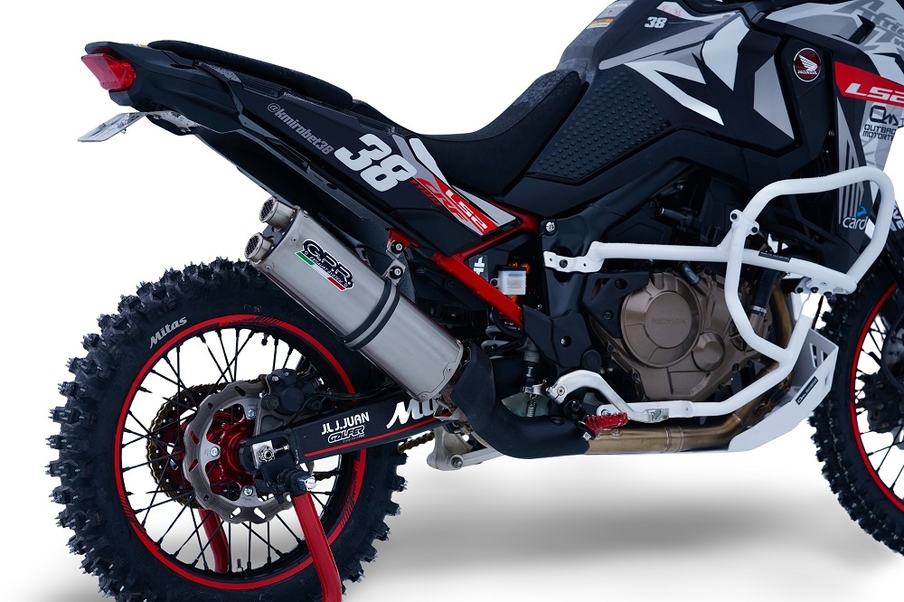 Exhaust compatible with Honda CRF1100L Africa Twin 2020-2025, Dual Inox, Slip-on exhaust including removable db killer and link pipe, EPA-compliant 