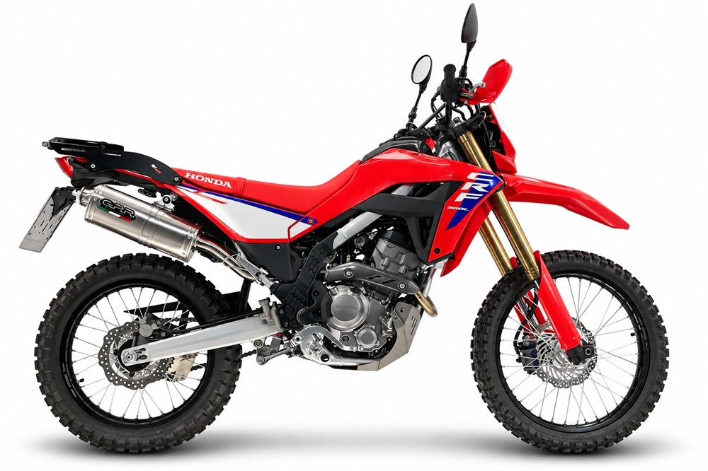 GPR exhaust compatible with Honda Crf 300L / Rally 2021-2024, Dune Triovale Titanio, Homologated slip-on exhaust including removable db killer, link pipe and catalyst 