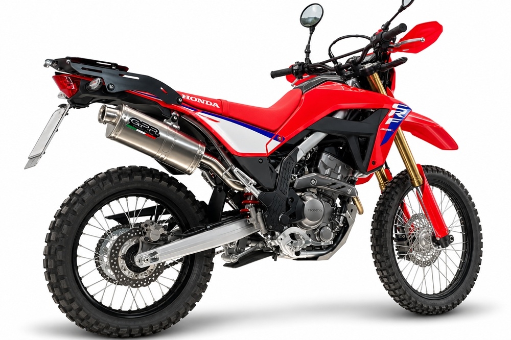 GPR exhaust compatible with Honda Crf 300L / Rally 2021-2024, Dune Triovale Titanio, Homologated slip-on exhaust including removable db killer, link pipe and catalyst 