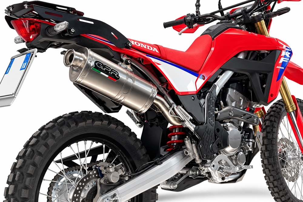 GPR exhaust compatible with Honda Crf 300L / Rally 2021-2024, Dune Triovale Titanio, Homologated slip-on exhaust including removable db killer, link pipe and catalyst 