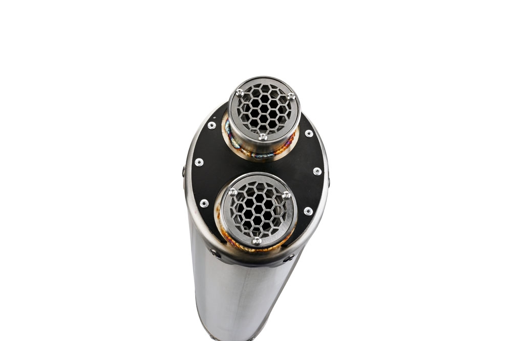 Exhaust compatible with Bmw R1200R 2011-2014, Dual Inox, Slip-on exhaust including removable db killer and link pipe 