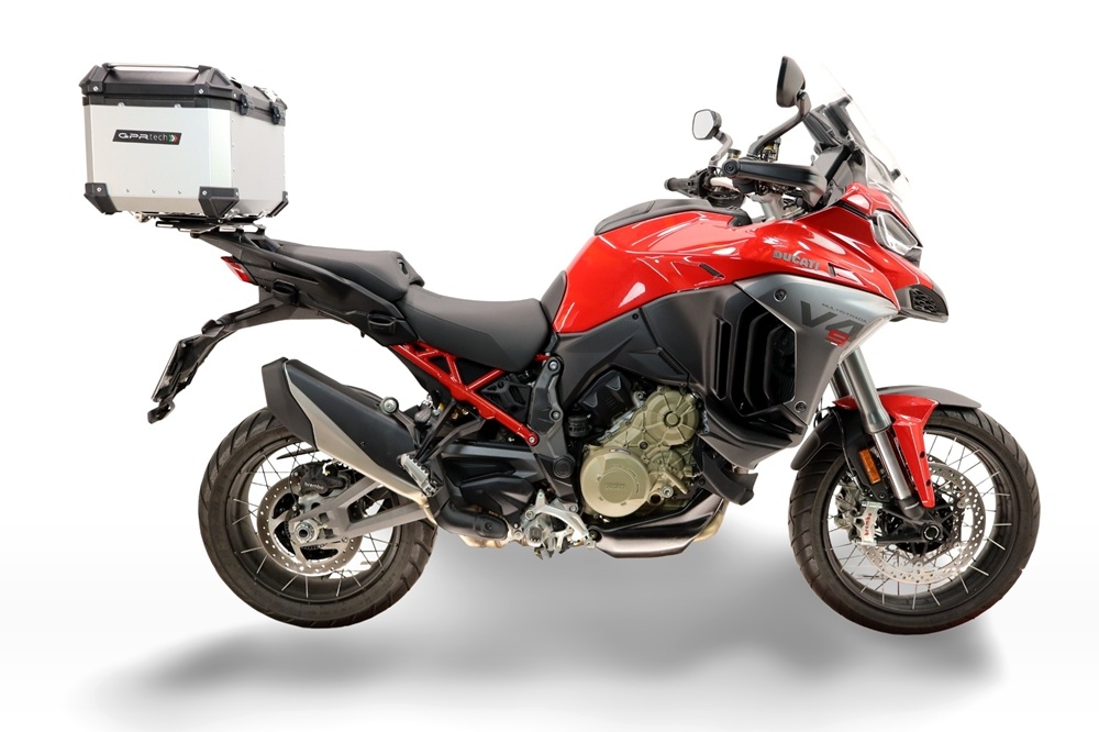 Top case GPR TECH compatible with  Harley Davidson Pan America 1250 2020/2024 GPR TECH Top case in aluminum, silver color with specific plate included Capacity 35 LT.