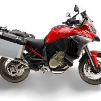 GPR TECH compatible with  Ducati Multistrada V4 - V4S 2025/2026 GPR TECH Pair of side cases aluminum made with contoured right side, silver color with specific pannier holder TECH-EVO serie  Capacity 38 LT. + 32 LT.