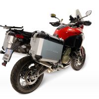 GPR TECH compatible with  Harley Davidson Pan America 1250 2020/2024 GPR TECH Pair of side cases aluminum made with contoured right side, silver color with specific pannier holder TECH-EVO serie  Capacity 38 LT. + 32 LT.