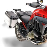 GPR TECH compatible with  Harley Davidson Pan America 1250 2020/2024 GPR TECH Pair of side cases aluminum made with contoured right side, silver color with specific pannier holder TECH-EVO serie  Capacity 38 LT. + 32 LT.