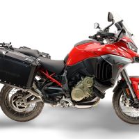 GPR TECH compatible with  Ducati Multistrada V4 - V4S 2025/2026 GPR TECH Pair of side cases aluminum made with contoured right side, black color with specific pannier holder TECH-EVO serie  Capacity 38 LT. + 32 LT.