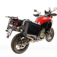 GPR TECH compatible with  Harley Davidson Pan America 1250 2020/2024 GPR TECH Pair of side cases aluminum made with contoured right side, black color with specific pannier holder TECH-EVO serie  Capacity 38 LT. + 32 LT.