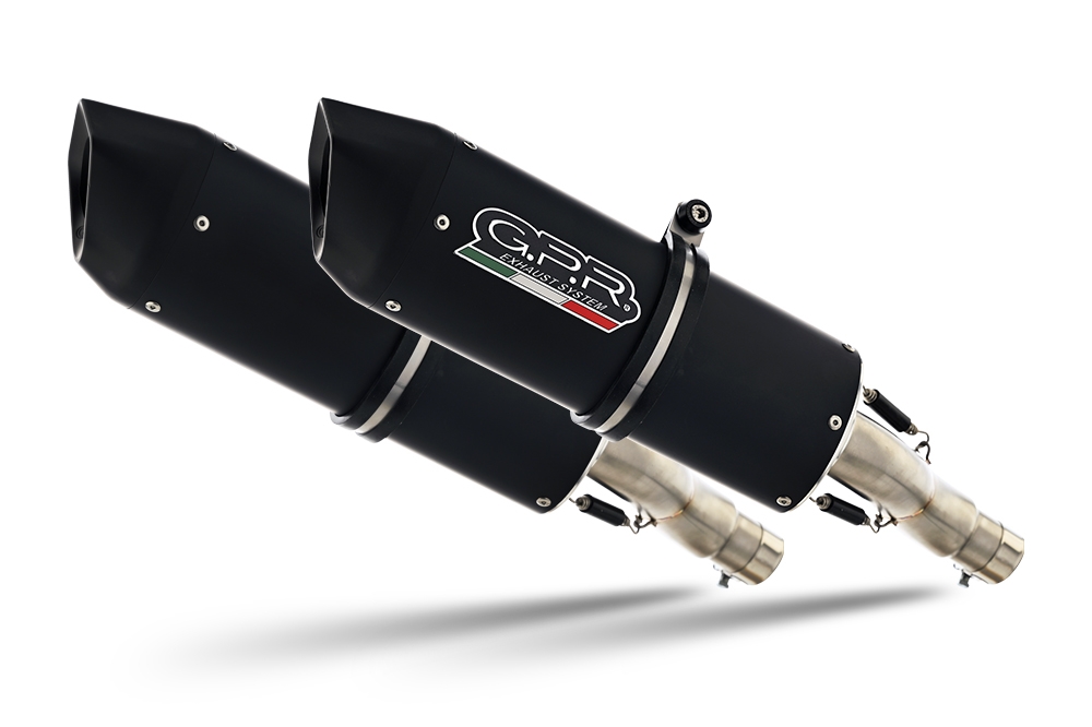 Exhaust compatible with Aprilia Pegaso 650 Ga 1992-1996, Furore Nero, Dual slip-on including removable db killers and link pipes, EPA-compliant 
