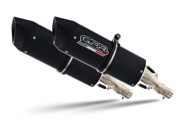 Exhaust compatible with Ducati Monster 400 1993-2000, Furore Nero, Dual slip-on including removable db killers and link pipes, EPA-compliant 