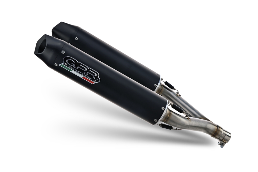 Exhaust compatible with Aprilia Dorsoduro 900 2017-2020, Furore Evo4 Nero, Dual slip-on including removable db killers and link pipes, EPA-compliant 