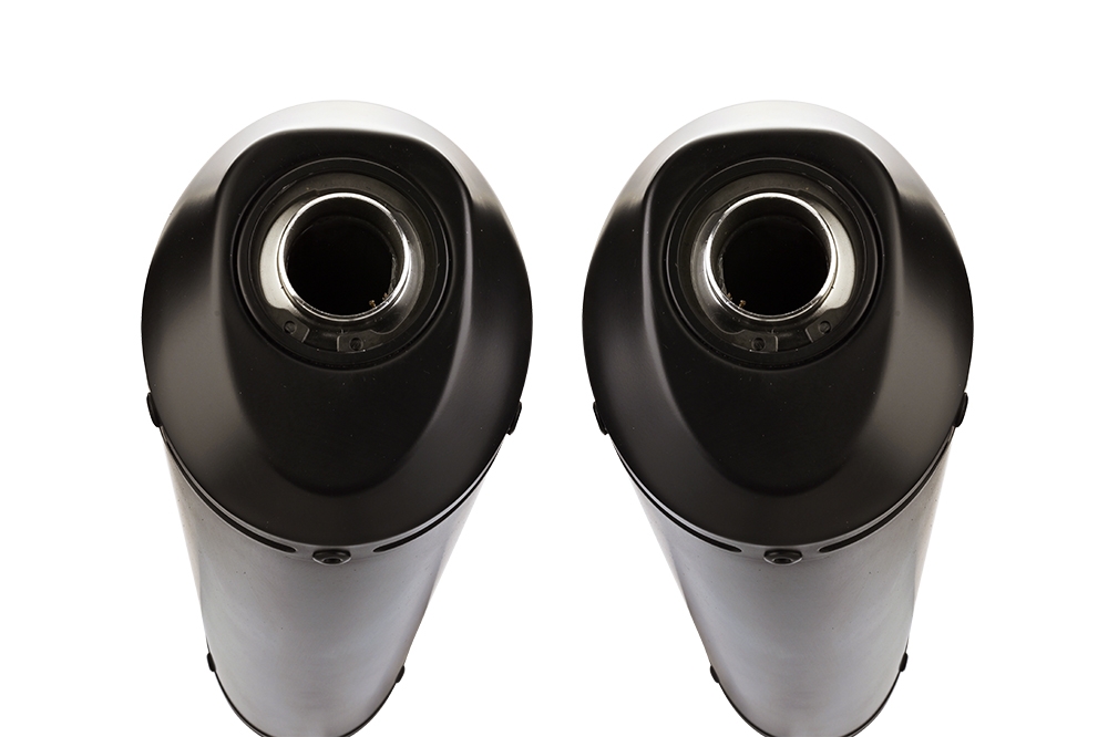 Exhaust compatible with Yamaha Bt Bulldog 1100 2002-2007, Ghisa , Dual slip-on including removable db killers and link pipes, not EPA-compliant 