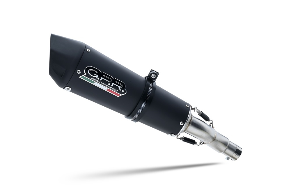 GPR exhaust compatible with  Ducati Hyperstrada 821 2013-2016, New Grand Prix Evo Black Titanium, Slip-on exhaust including removable db killer and link pipe, not EPA-compliant 