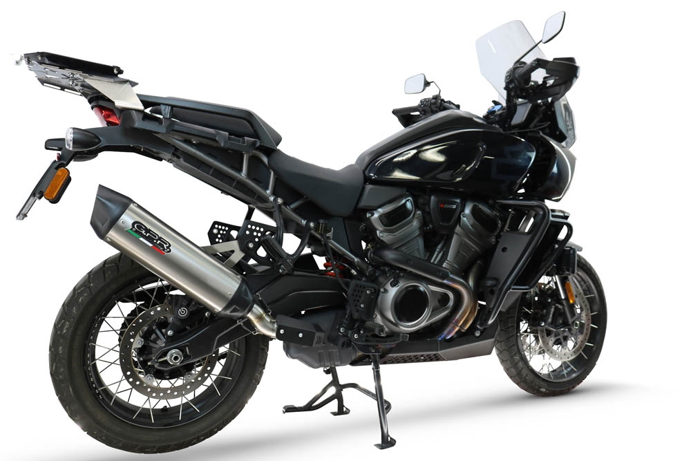 GPR exhaust compatible with Harley Davidson Pan America 1250 2020-2024, Furore-X Titanio, Slip-on exhaust including removable db killer and link pipe, not EPA-compliant 