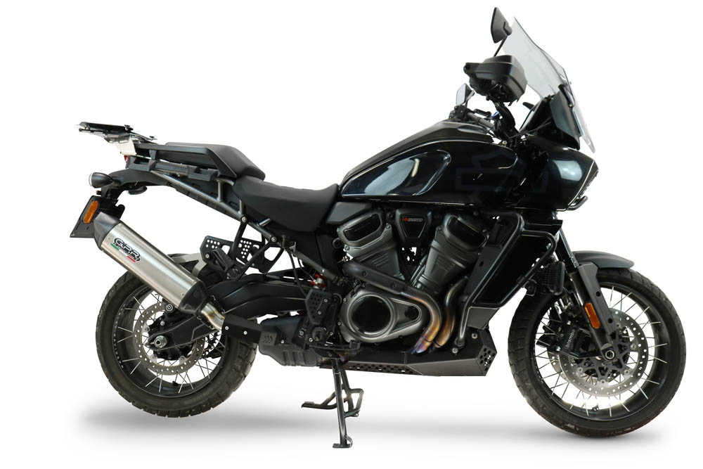 GPR exhaust compatible with Harley Davidson Pan America 1250 2020-2024, Furore-X Titanio, Slip-on exhaust including removable db killer and link pipe, not EPA-compliant 